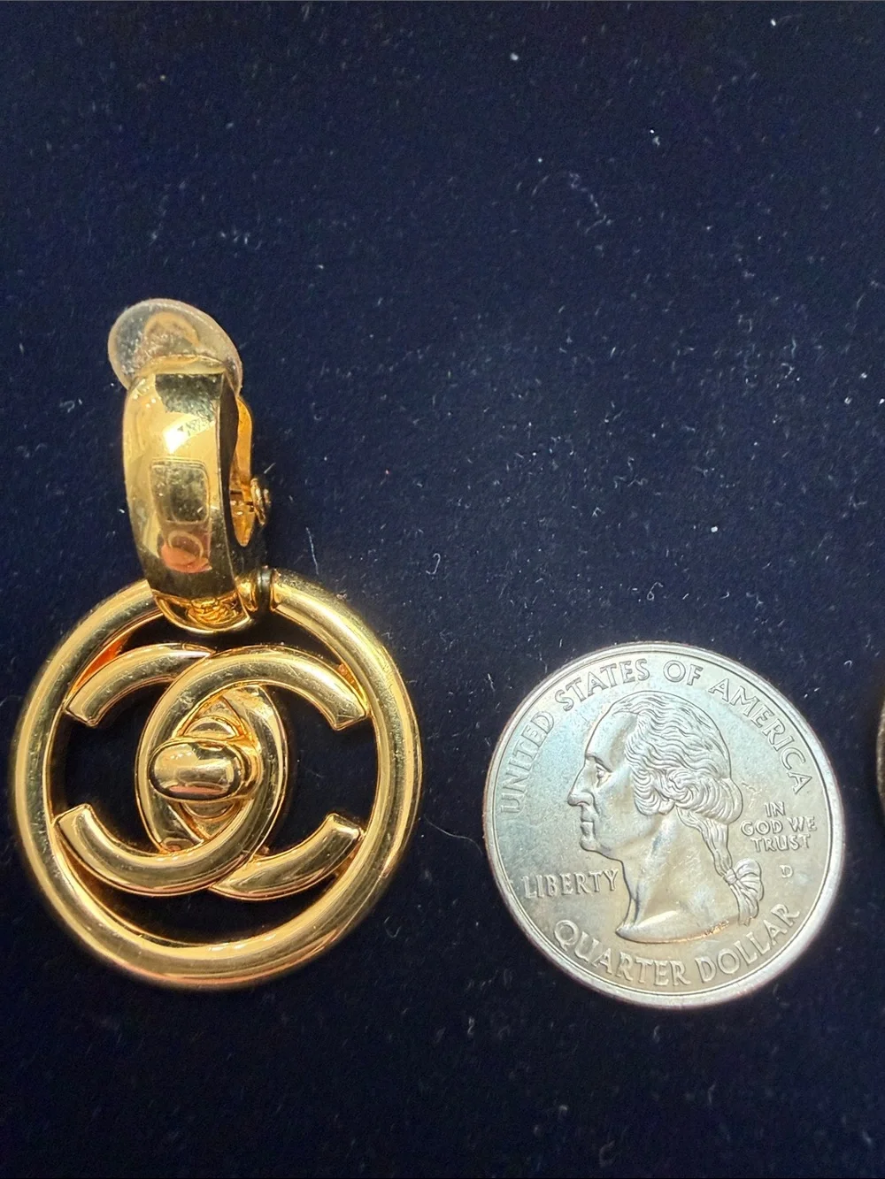 Authentic Chanel Spring 1997 Large Gold CC Turnlock Clip On Earrings